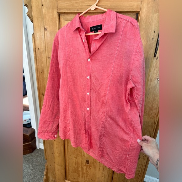 INC International Concepts Lightweight Red Button Up Shirt in Cherry Red Size L - Picture 8 of 8